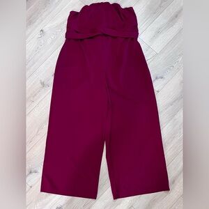 Forever 21 Women's 3X Wide-Leg Jumpsuit in Berry tube top tie belted waist